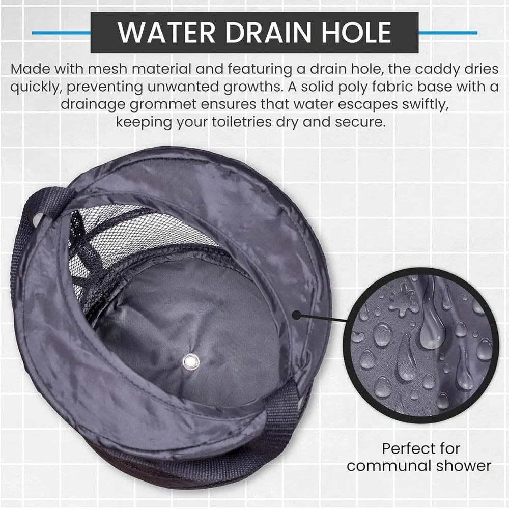 NEW Handy Laundry Foldable Shower Caddy Black Mesh Dorm Travel Organizer‎